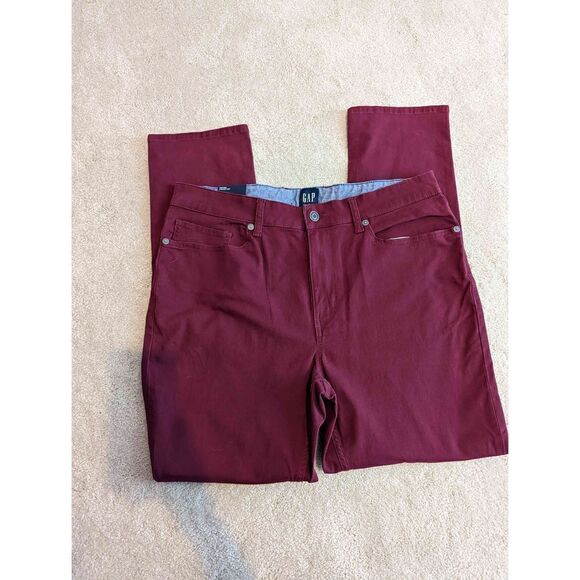 Gap Men's 5 pocket pant Burgundy 34/32 - Picture 1 of 3